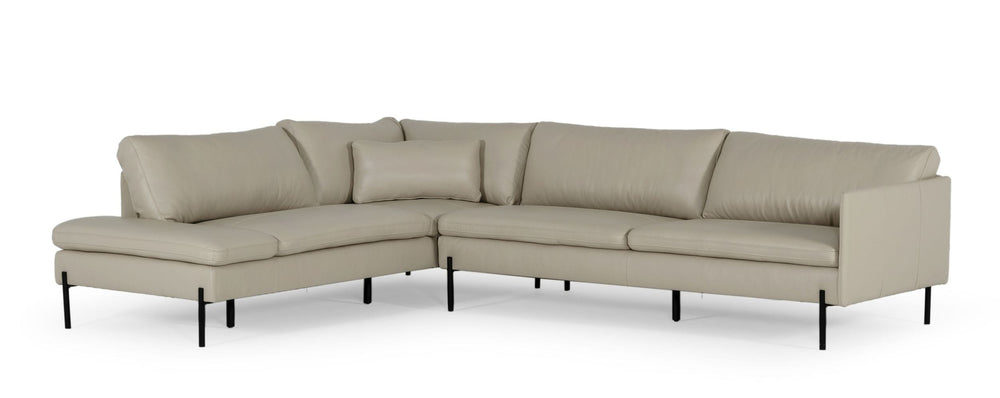 VIG Furniture Divani Casa Sherry - Modern Grey Leather Left Facing Sectional Sofa VGKKKF.1061Z-GRY-LAF-SECT