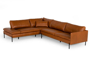 VIG Furniture Divani Casa Sherry - Modern Cognac Leather Left Facing Sectional Sofa VGKKKF.1061Z-CGN-LAF-SECT