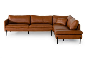 VIG Furniture Divani Casa Sherry - Modern Cognac Leather Right Facing Sectional Sofa VGKKKF.1061Z-CGN-RAF-SECT