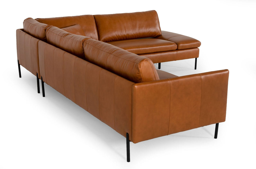 VIG Furniture Divani Casa Sherry - Modern Cognac Leather Right Facing Sectional Sofa VGKKKF.1061Z-CGN-RAF-SECT