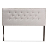 Baxton Studio Windsor Modern and Contemporary Greyish Beige Fabric Upholstered Queen Size Headboard