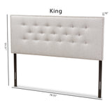 Baxton Studio Windsor Modern and Contemporary Greyish Beige Fabric Upholstered King Size Headboard