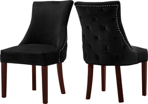 Hannah Velvet / Engineered Wood / Metal / Foam Contemporary Black Velvet Dining Chair - 20.5" W x 25" D x 38.5" H