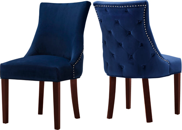 Hannah Velvet / Engineered Wood / Metal / Foam Contemporary Navy Velvet Dining Chair - 20.5" W x 25" D x 38.5" H