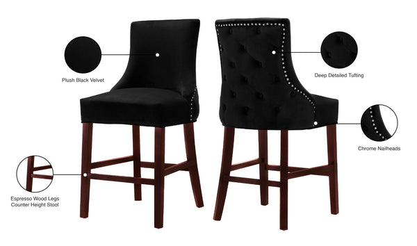 Hannah Velvet / Engineered Wood / Metal / Foam Contemporary Black Velvet Stool - 19.5" W x 20.5" D x 40" H