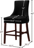 Hannah Velvet / Engineered Wood / Metal / Foam Contemporary Black Velvet Stool - 19.5" W x 20.5" D x 40" H