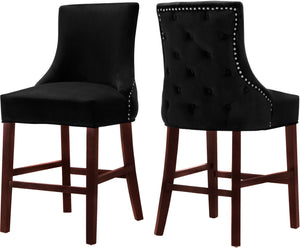 Hannah Velvet / Engineered Wood / Metal / Foam Contemporary Black Velvet Stool - 19.5" W x 20.5" D x 40" H