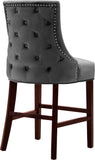 Hannah Velvet / Engineered Wood / Metal / Foam Contemporary Grey Velvet Stool - 19.5" W x 20.5" D x 40" H