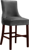 Hannah Velvet / Engineered Wood / Metal / Foam Contemporary Grey Velvet Stool - 19.5" W x 20.5" D x 40" H