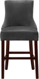 Hannah Velvet / Engineered Wood / Metal / Foam Contemporary Grey Velvet Stool - 19.5" W x 20.5" D x 40" H