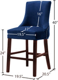 Hannah Velvet / Engineered Wood / Metal / Foam Contemporary Navy Velvet Stool - 19.5" W x 20.5" D x 40" H