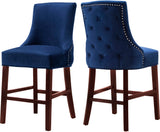 Hannah Velvet / Engineered Wood / Metal / Foam Contemporary Navy Velvet Stool - 19.5" W x 20.5" D x 40" H