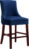 Hannah Velvet / Engineered Wood / Metal / Foam Contemporary Navy Velvet Stool - 19.5" W x 20.5" D x 40" H