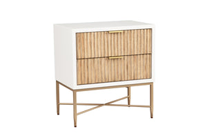 Larsen Nightstand in White/Natural - Elegant Mahogany with Gold Accents, Felt Lined Drawers