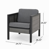 Jax Outdoor Club Chair with Cushions, Gray and Black Noble House