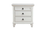 Alpine Furniture Winchester 3 Drawer Nightstand, White 1306-W-NS White Pine Solids 28 x 17 x 28