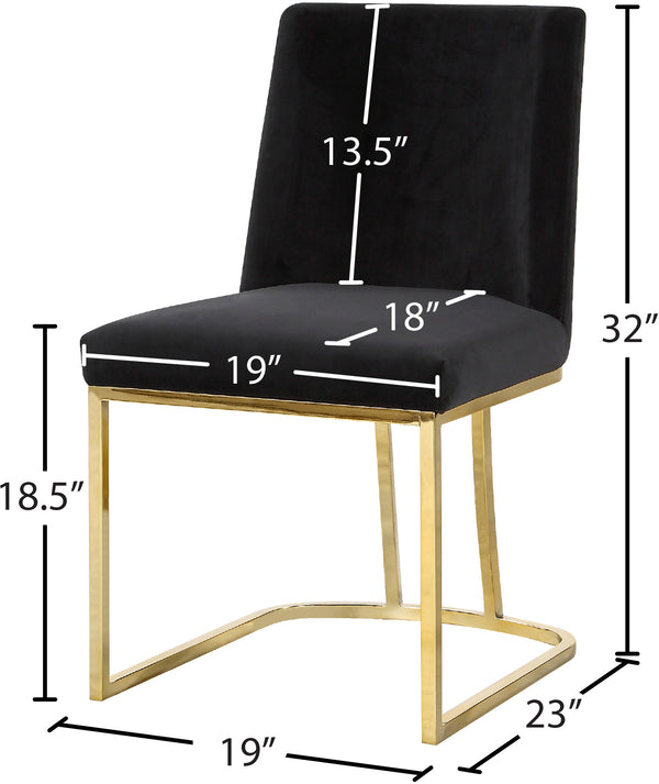 Heidi Velvet / Engineered Wood / Metal / Foam Contemporary Black Velvet Dining Chair - 19" W x 23" D x 32" H