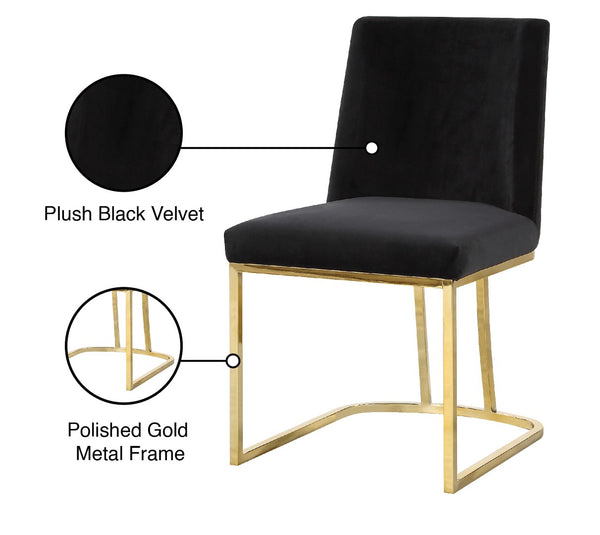 Heidi Velvet / Engineered Wood / Metal / Foam Contemporary Black Velvet Dining Chair - 19" W x 23" D x 32" H