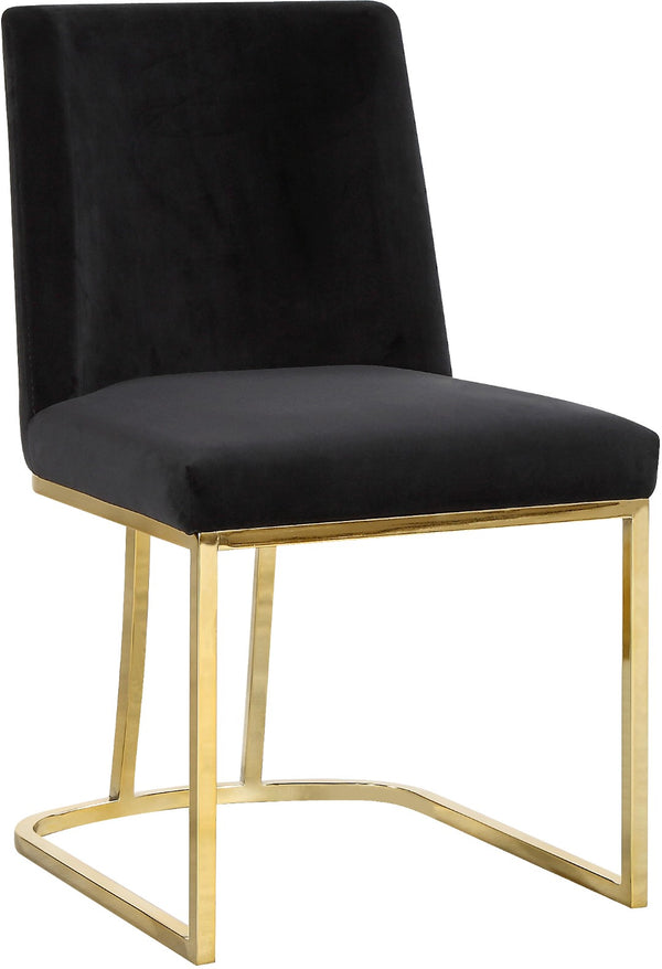 Heidi Velvet / Engineered Wood / Metal / Foam Contemporary Black Velvet Dining Chair - 19" W x 23" D x 32" H