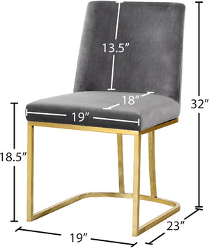 Heidi Velvet / Engineered Wood / Metal / Foam Contemporary Grey Velvet Dining Chair - 19" W x 23" D x 32" H