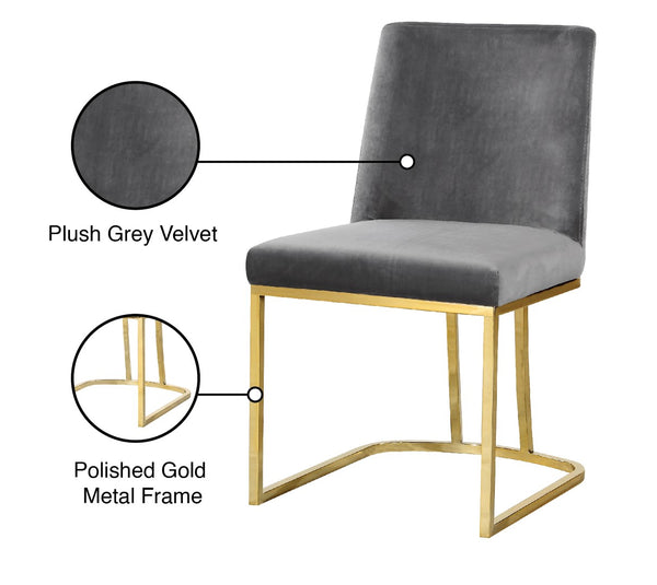 Heidi Velvet / Engineered Wood / Metal / Foam Contemporary Grey Velvet Dining Chair - 19" W x 23" D x 32" H