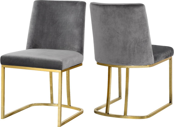 Heidi Velvet / Engineered Wood / Metal / Foam Contemporary Grey Velvet Dining Chair - 19" W x 23" D x 32" H