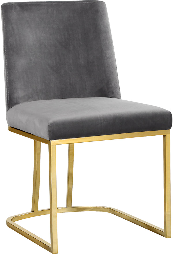 Heidi Velvet / Engineered Wood / Metal / Foam Contemporary Grey Velvet Dining Chair - 19" W x 23" D x 32" H
