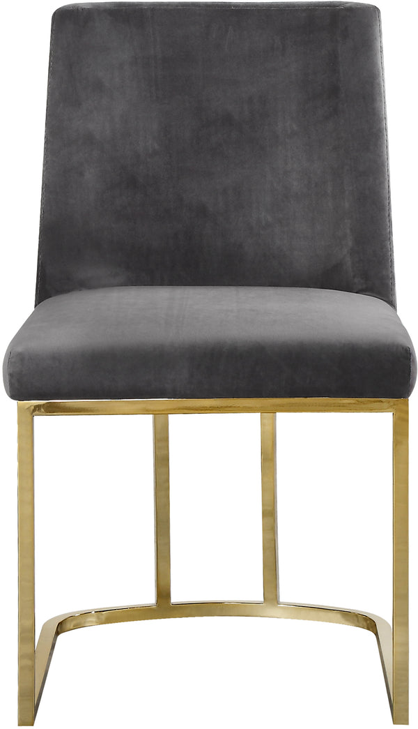 Heidi Velvet / Engineered Wood / Metal / Foam Contemporary Grey Velvet Dining Chair - 19" W x 23" D x 32" H