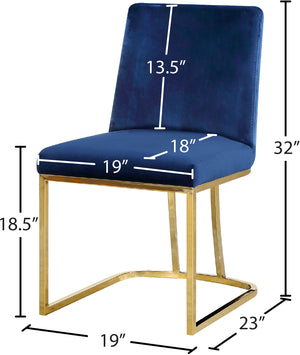 Heidi Velvet / Engineered Wood / Metal / Foam Contemporary Navy Velvet Dining Chair - 19" W x 23" D x 32" H