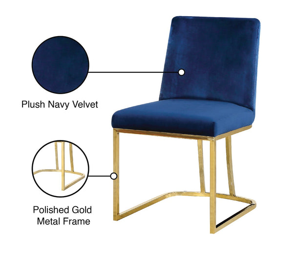 Heidi Velvet / Engineered Wood / Metal / Foam Contemporary Navy Velvet Dining Chair - 19" W x 23" D x 32" H