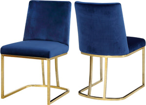 Heidi Velvet / Engineered Wood / Metal / Foam Contemporary Navy Velvet Dining Chair - 19" W x 23" D x 32" H