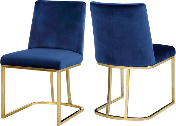 Heidi Velvet / Engineered Wood / Metal / Foam Contemporary Navy Velvet Dining Chair - 19" W x 23" D x 32" H