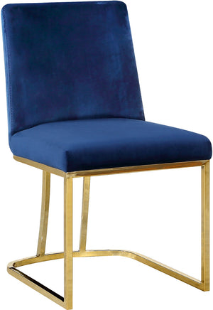 Heidi Velvet / Engineered Wood / Metal / Foam Contemporary Navy Velvet Dining Chair - 19" W x 23" D x 32" H