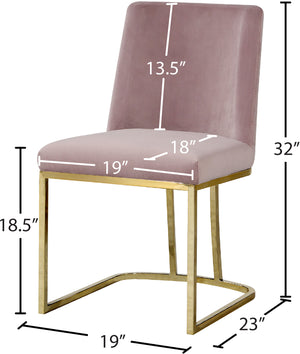 Heidi Velvet / Engineered Wood / Metal / Foam Contemporary Pink Velvet Dining Chair - 19" W x 23" D x 32" H