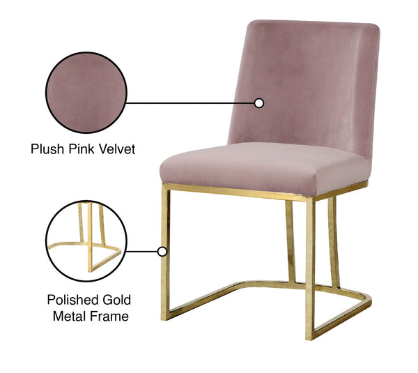Heidi Velvet / Engineered Wood / Metal / Foam Contemporary Pink Velvet Dining Chair - 19" W x 23" D x 32" H