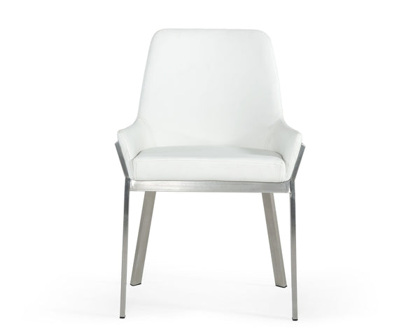 VIG Furniture Modrest Ganon - Modern White & Brushed Stainless Steel Dining Chair VGGAGA-6736CH-WHT-SS-DC