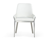 VIG Furniture Modrest Ganon - Modern White & Brushed Stainless Steel Dining Chair VGGAGA-6736CH-WHT-SS-DC