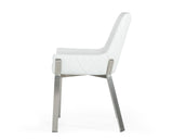 VIG Furniture Modrest Ganon - Modern White & Brushed Stainless Steel Dining Chair VGGAGA-6736CH-WHT-SS-DC