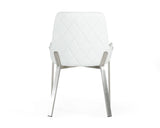 VIG Furniture Modrest Ganon - Modern White & Brushed Stainless Steel Dining Chair VGGAGA-6736CH-WHT-SS-DC