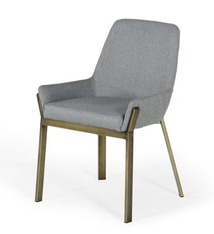 VIG Furniture Modrest Ganon - Modern Grey & Antique Brass Dining Chair VGGAGA-6736CH-GRY-DC