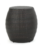 Canary Outdoor Multibrown Wicker 14 Inch Side Table Noble House