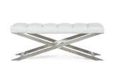 VIG Furniture Modrest Xane - Contemporary White & Brushed Stainless Steel Bench VGGAGA-8648BE-WHT-B