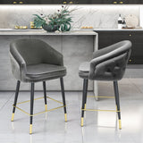 VIG Furniture Modrest Elliot - Contemporary Grey & Black/Gold Dining Bar Stool (Set of 2) VGSWSBC432-DKGRY-BS