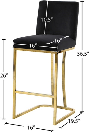 Heidi Velvet / Engineered Wood / Metal / Foam Contemporary Black Velvet Stool - 16" W x 19.5" D x 36.5" H
