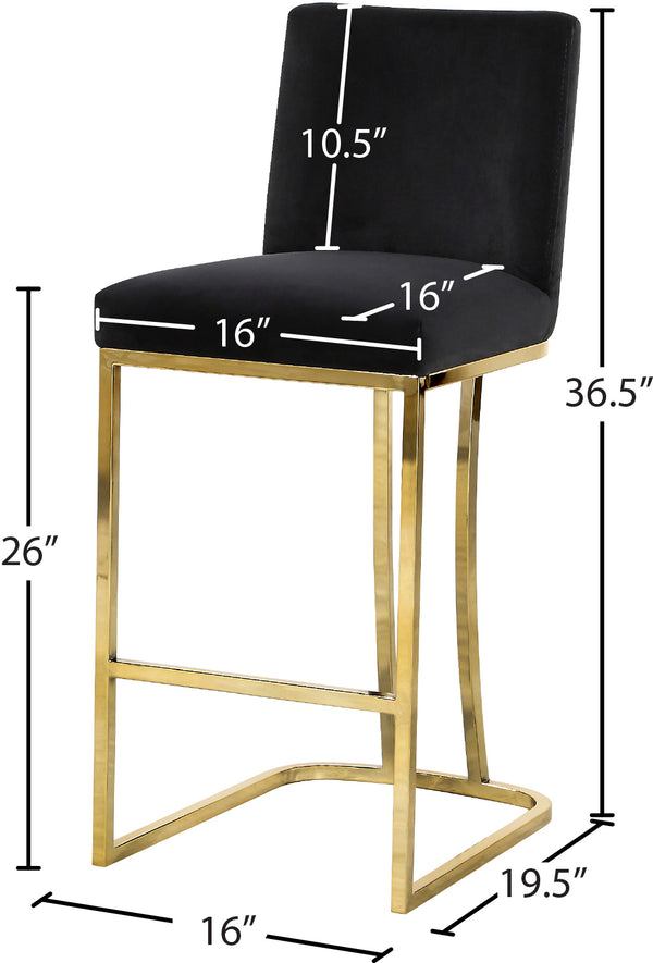 Heidi Velvet / Engineered Wood / Metal / Foam Contemporary Black Velvet Stool - 16" W x 19.5" D x 36.5" H
