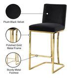 Heidi Velvet / Engineered Wood / Metal / Foam Contemporary Black Velvet Stool - 16" W x 19.5" D x 36.5" H