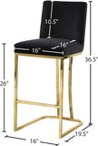 Heidi Velvet / Engineered Wood / Metal / Foam Contemporary Black Velvet Stool - 16" W x 19.5" D x 36.5" H