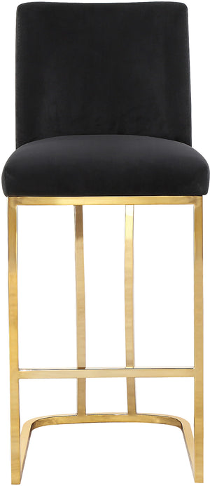 Heidi Velvet / Engineered Wood / Metal / Foam Contemporary Black Velvet Stool - 16" W x 19.5" D x 36.5" H