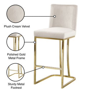 Heidi Velvet / Engineered Wood / Metal / Foam Contemporary Cream Velvet Stool - 16" W x 19.5" D x 36.5" H