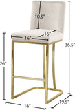 Heidi Velvet / Engineered Wood / Metal / Foam Contemporary Cream Velvet Stool - 16" W x 19.5" D x 36.5" H